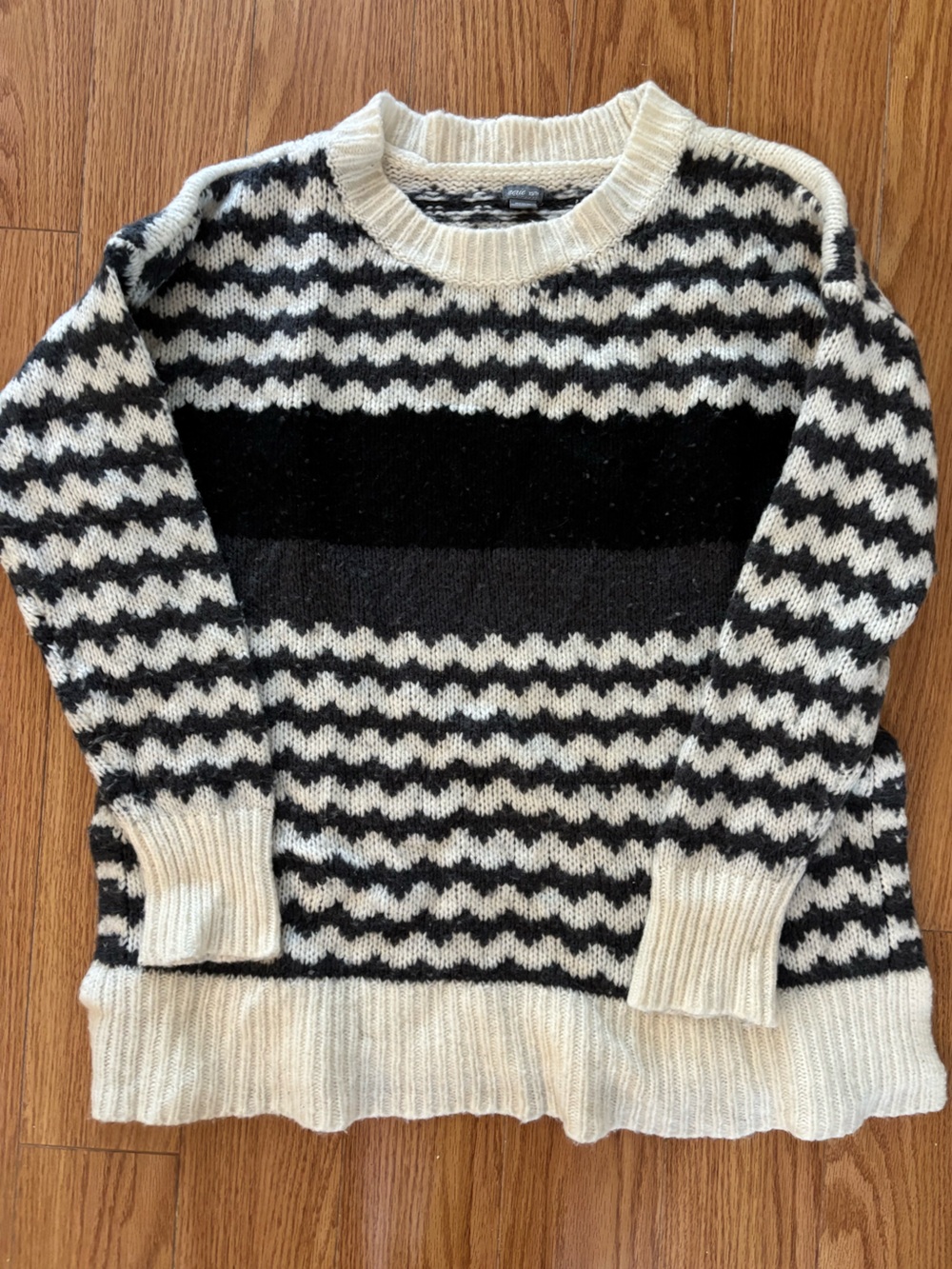 aerie Black and Cream Striped Knit Cardigan